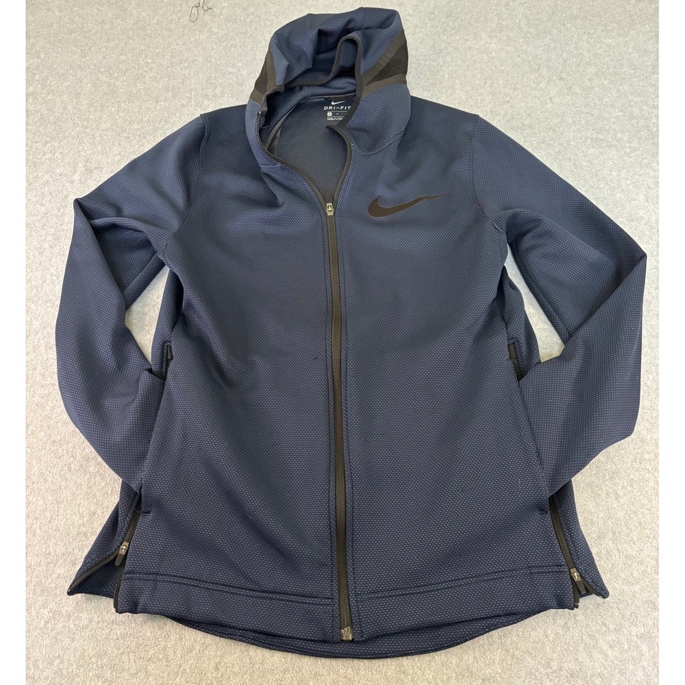 Nike Dri-FIT Mens Medium Navy Blue Full Zip Hoodie Workout with Pockets